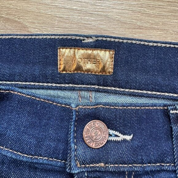 New MOTHER Mid Rise Dazzler Ankle Jeans Straight Leg Denim Off Limits Blue 25 - Picture 6 of 14